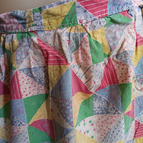 1OF1 Vintage 1950's Apron Patchwork Cotton Wrap Adjustable Tie Waist Geometric - Picture 4 of 6